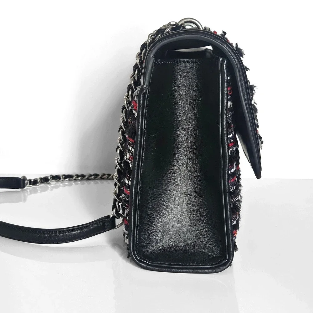 Tory Burch‎ Fleming Tweed Convertible Shoulder Bag Multicolor Quilted Leather